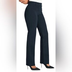 Betabrand‎ Classic Dress Pant Yoga Pants Straight Leg Navy Blue Medium Petite
